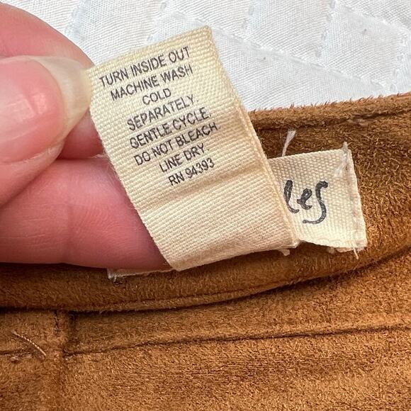 Maison Jules Womens Faux Suede Mini Skirt sz 6 Chestnut Brown Boho Cottagecore - Picture 6 of 6